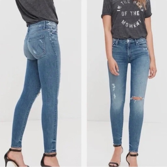 MOTHER Denim - Mother Jeans High Waisted Looker, size 24, Loud is How I Love You Skinny Raw Hem